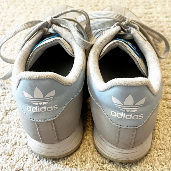 Adidas Samoa Gray Sneakers w Light Blue Stripes Sneaks Women Sz 7.5 Athletic - Picture 5 of 8